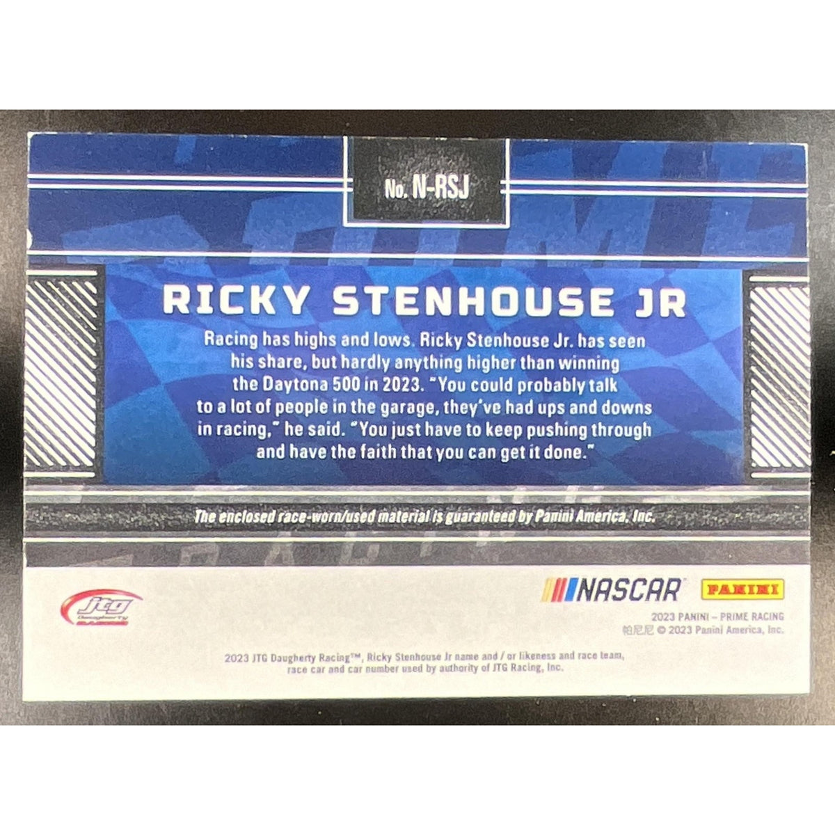 2023 Panini Prime Ricky Stenhouse Jr. #N-RSJ Names Tires