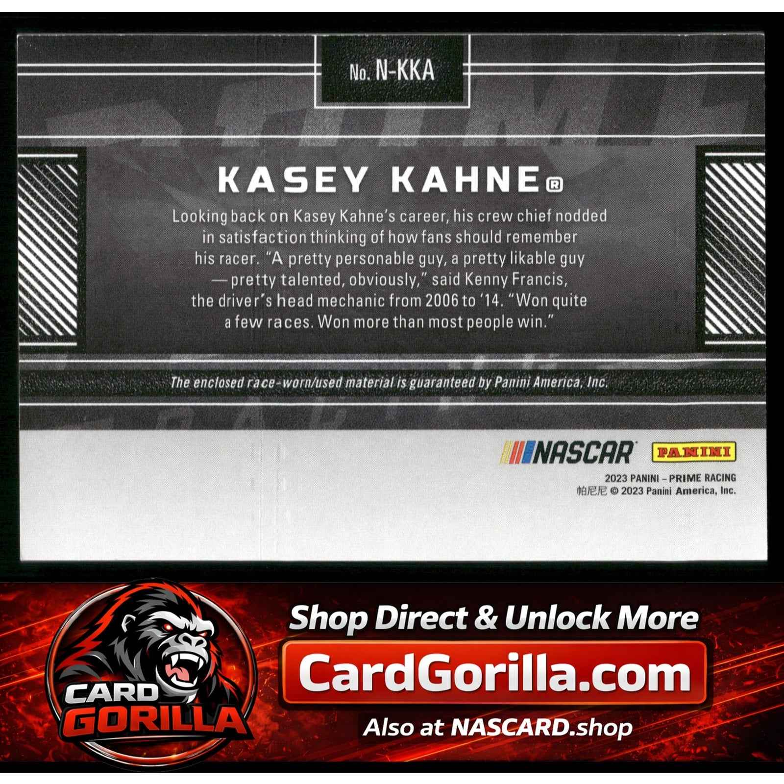 2023 Panini Prime #N-KKA Kasey Kahne Names Sheet Metal #/99