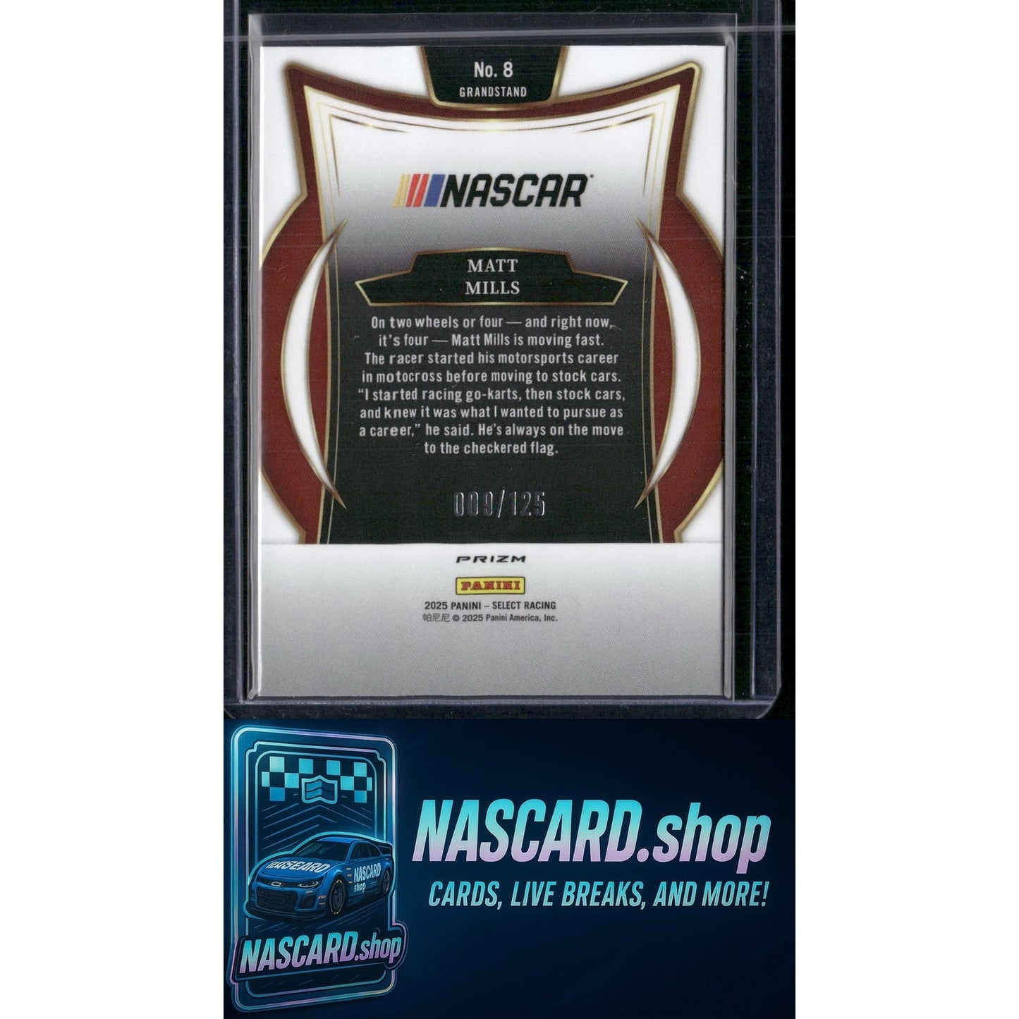 2025 Panini Select #8 Matt Mills Red Prizms #/125