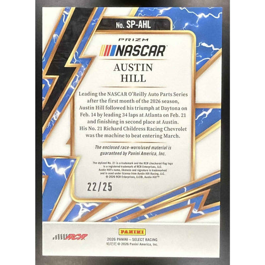 2026 Panini Select NASCAR Austin Hill #3 Sparks Tie-Dye Prizms 22/25