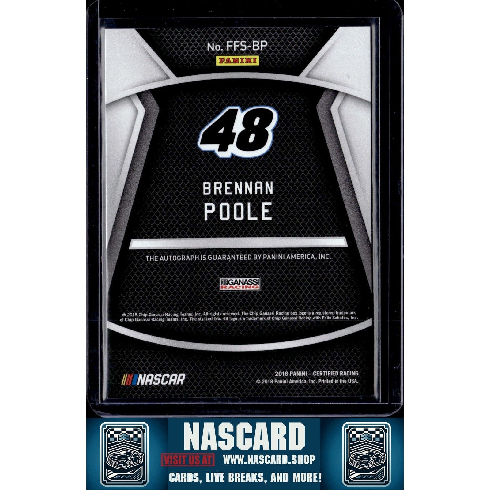 2018 Panini Certified #FFS-BP Brennan Poole Fresh Faces Signatures Purple #/10 - NASCARD.shop