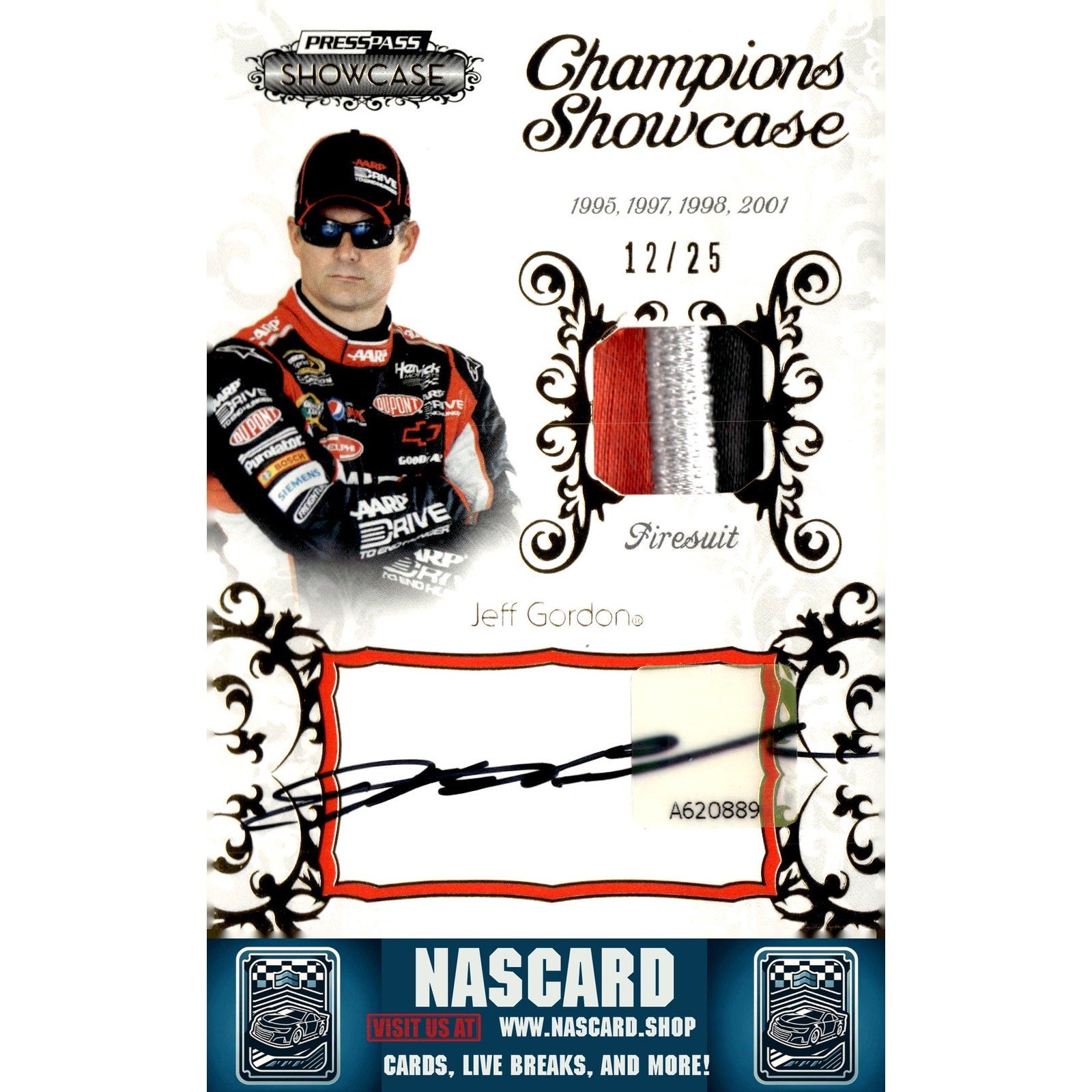 2012 Press Pass Showcase #CHS-JG Jeff Gordon Champions Showcase Ink Gold #/25 - NASCARD.shop