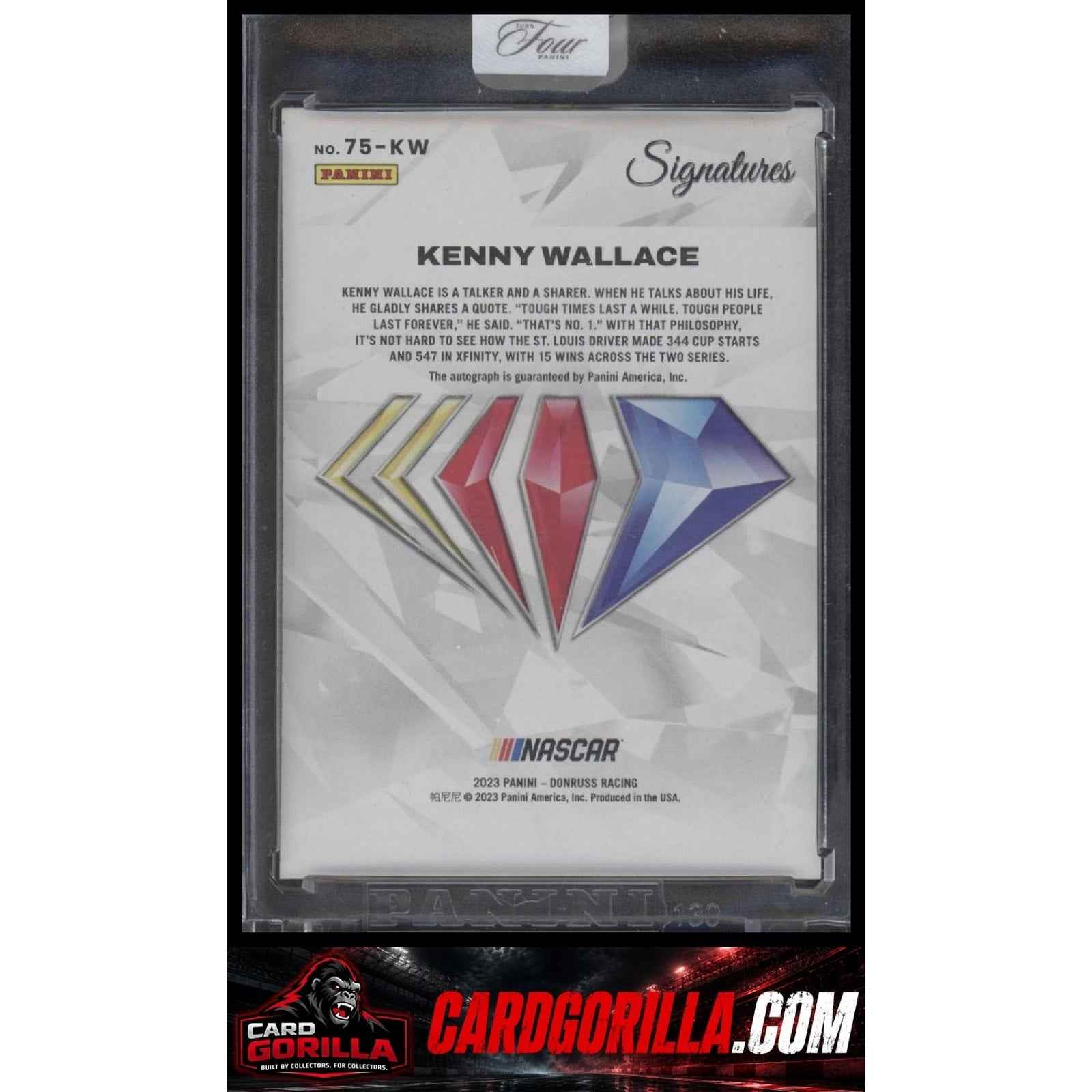 2025 Panini Turn Four #75-KW Kenny Wallace NASCAR 75th Anniversary Signatures