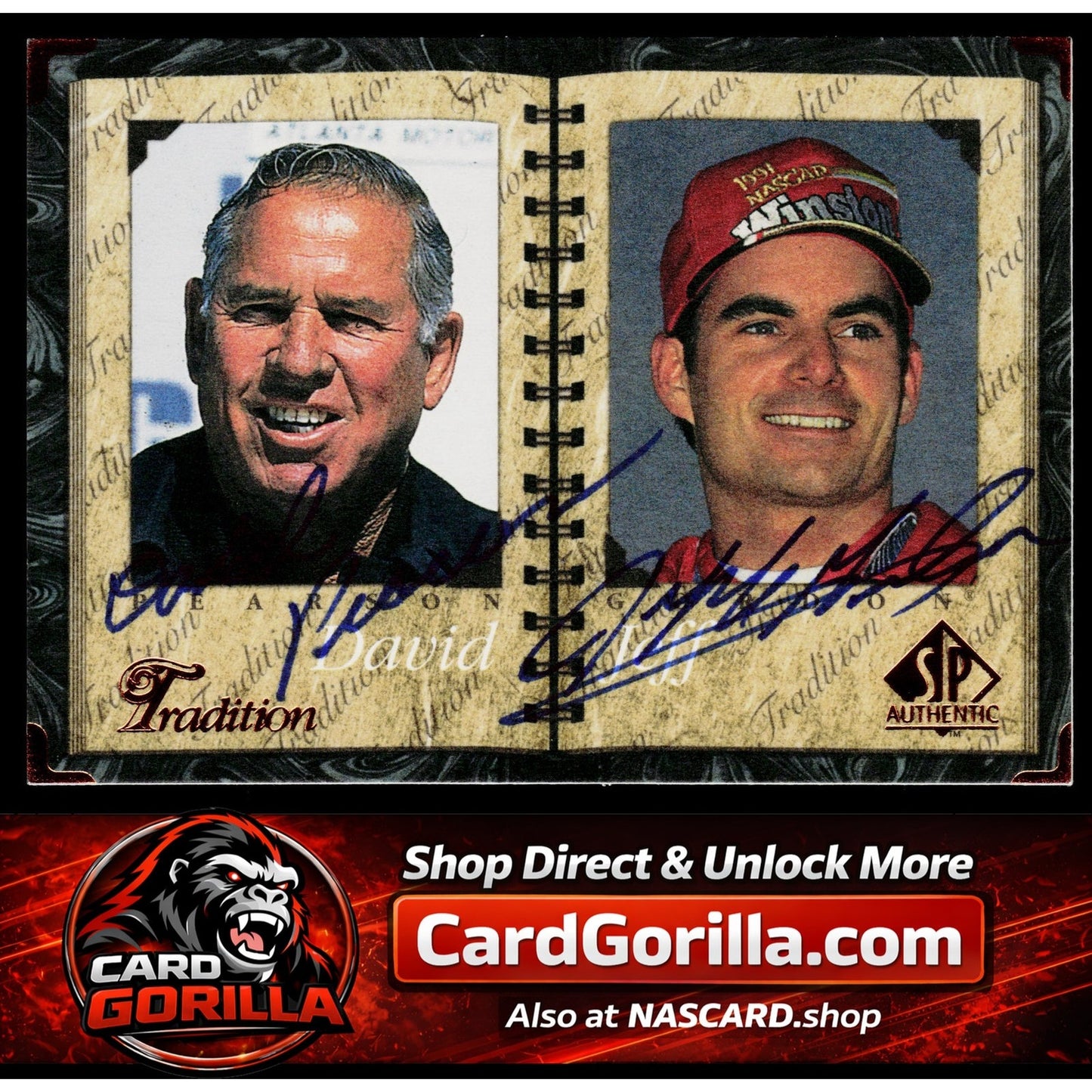 1998 SP Authentic #T2 David Pearson Jeff Gordon Tradition Dual Autograph