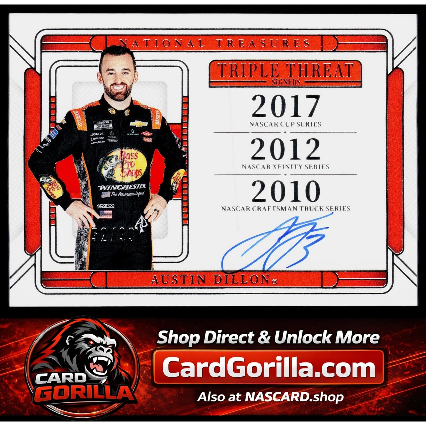 2025 Panini National Treasures #TTS-ADN Austin Dillon Triple Threat Signers #/99