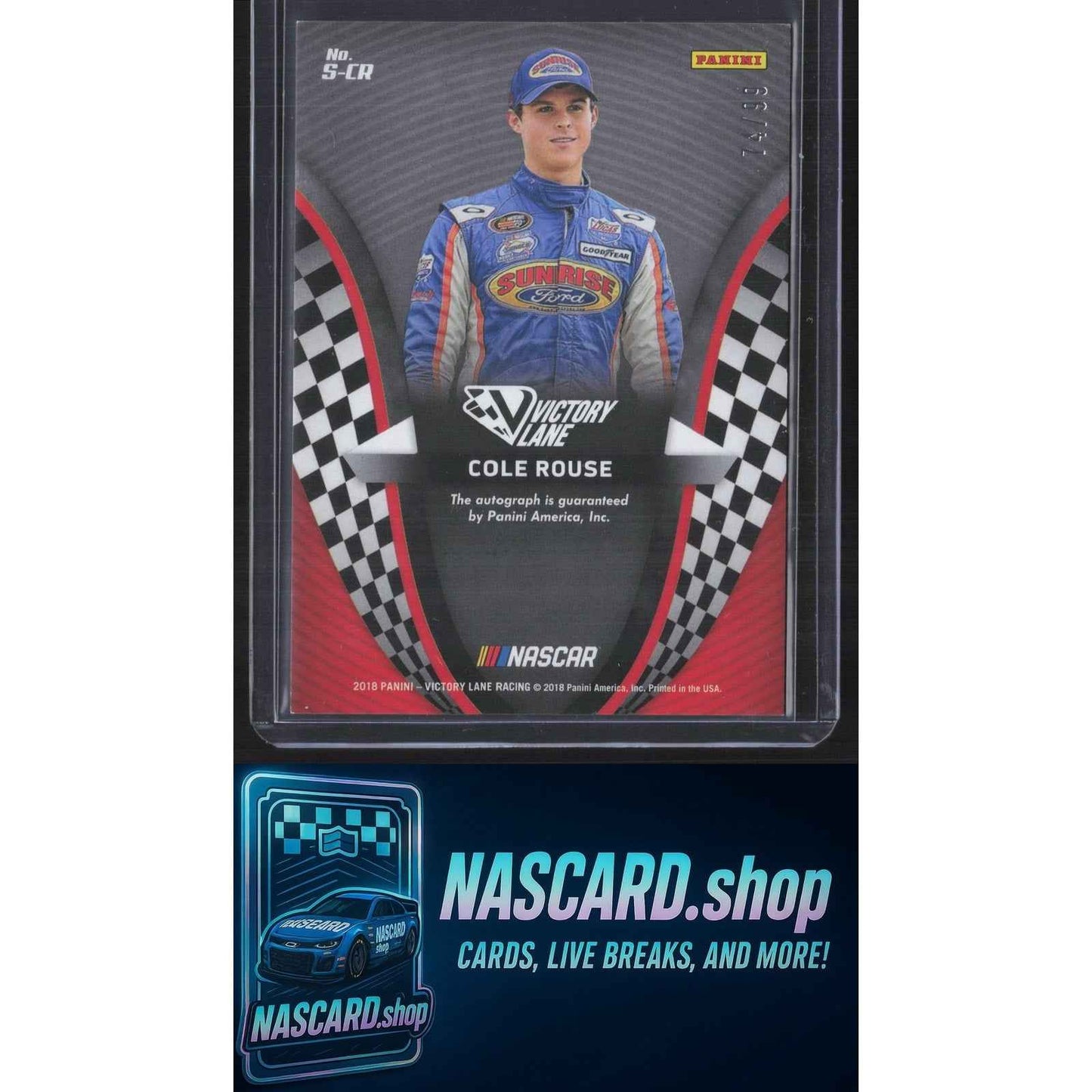 2018 Panini Victory Lane #S-CR Cole Rouse Signatures Gold #/99