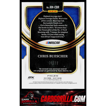 2024 Panini Select Chris Buescher Autographed Memorabilia Red Prizms #/49