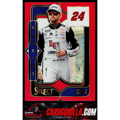 2025 Panini Select #18 William Byron Select Numbers Red Prizms #/99
