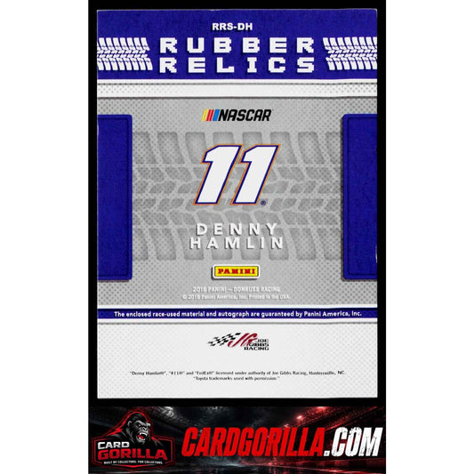 2018 Donruss #RRS-DH Denny Hamlin Rubber Relics Signatures Holo Gold #/25