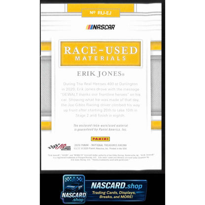 2020 Panini National Treasures #RU-EJ Erik Jones Race Used Gloves #/25