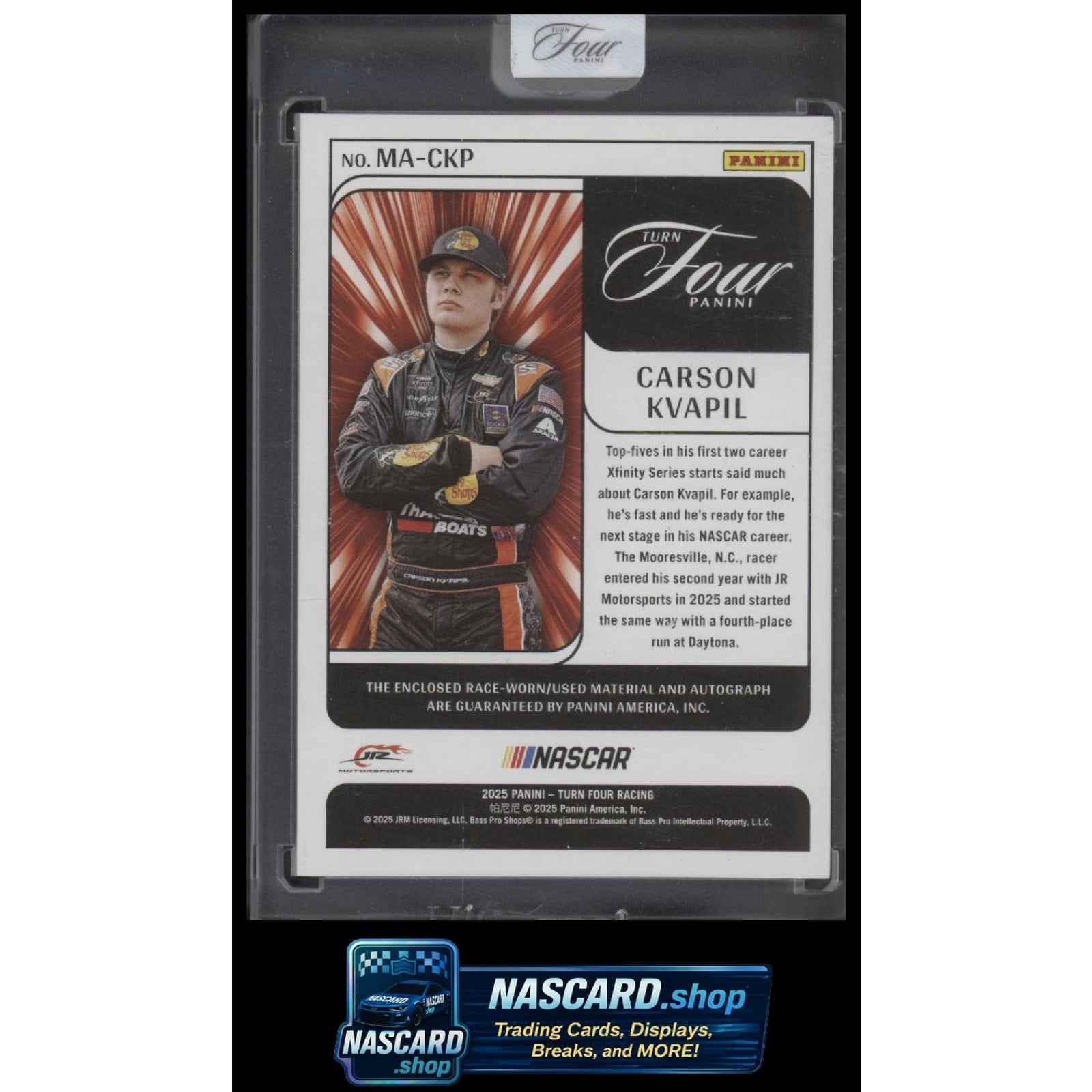 2025 Panini Turn Four #MA-CKP Carson Kvapil Memorabilia Autographs #/99