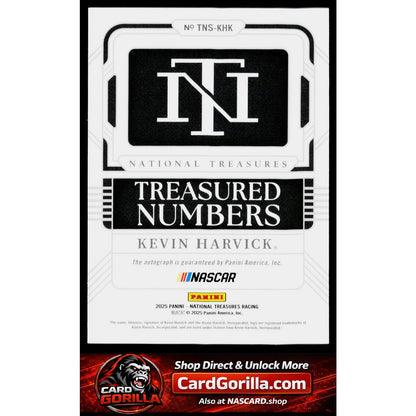 2025 Panini National Treasures Kevin Harvick Treasured Numbers Signatures #/99