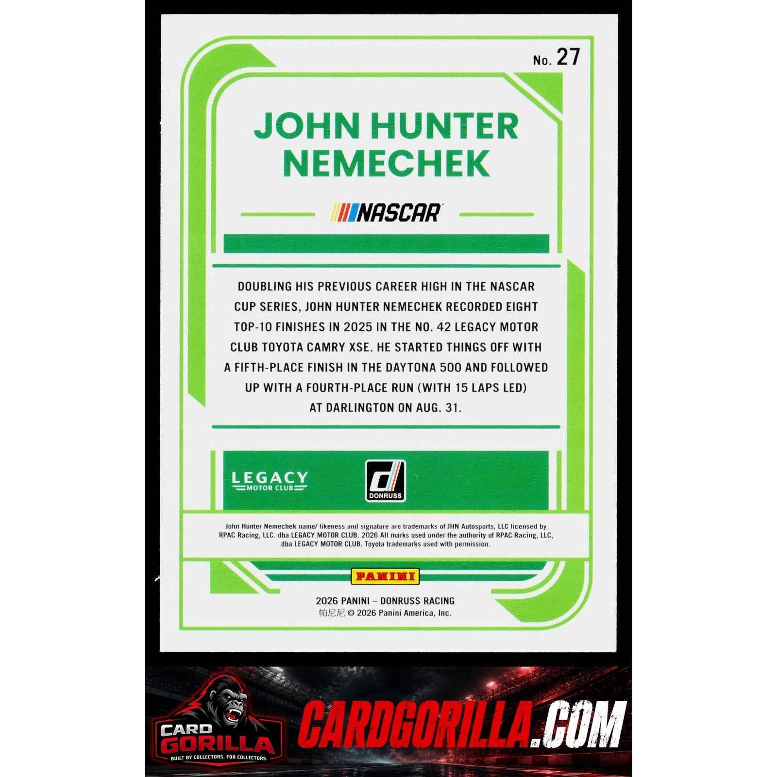 2026 Donruss #27 John Hunter Nemechek Numbers #/42