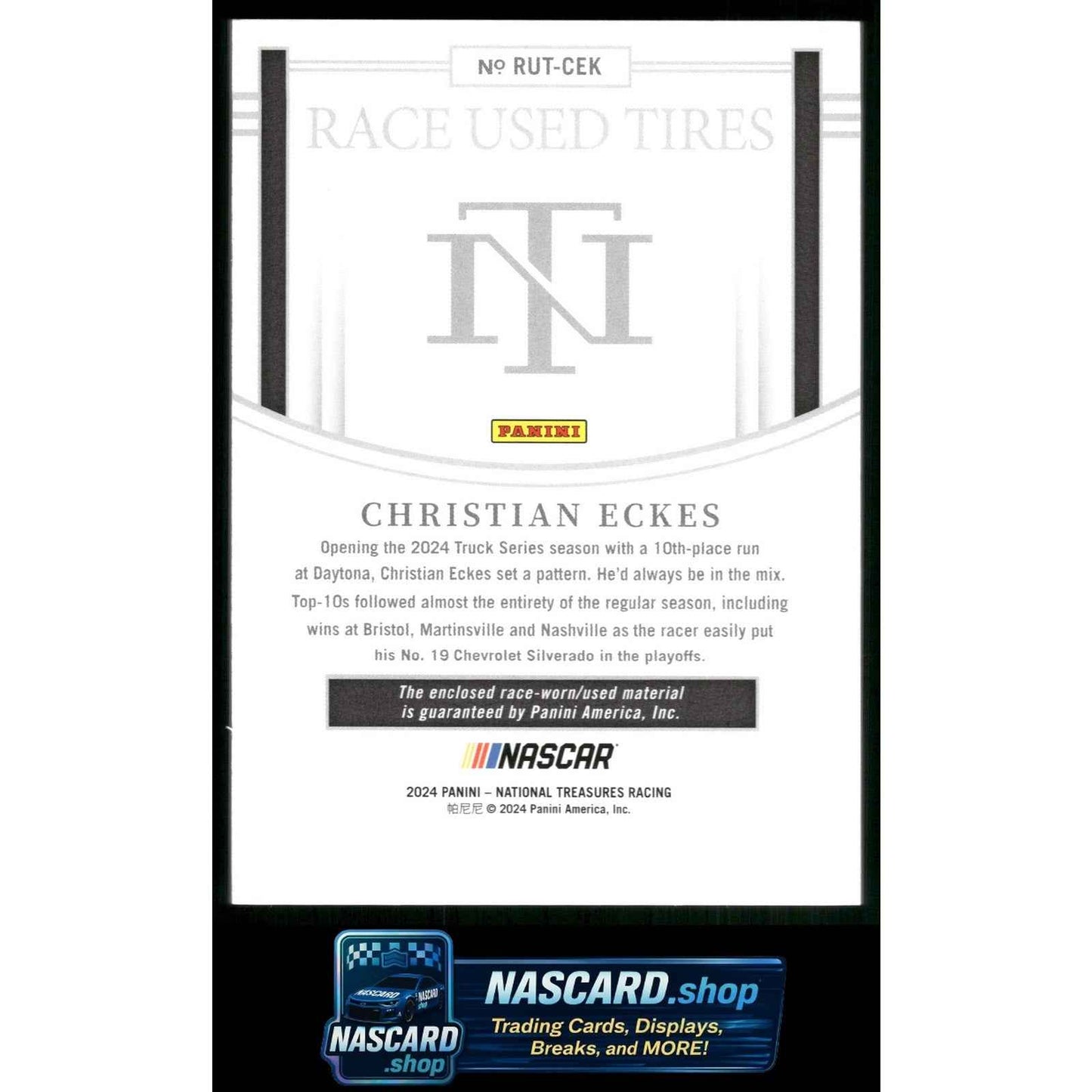 2024 Panini National Treasures Christian Eckes Race Used Tires Holo Silver #/25