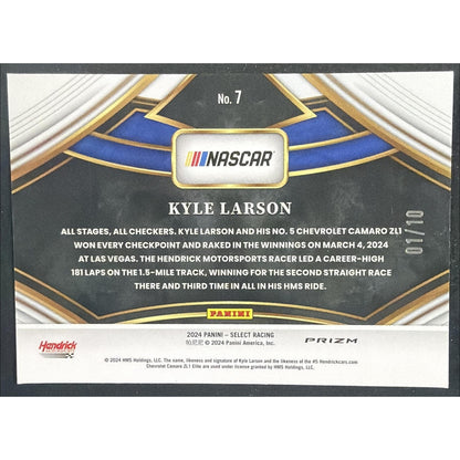 2024 Panini Select Nascar Kyle Larson #7 Sights Of Victory Gold Flash Prizms /10