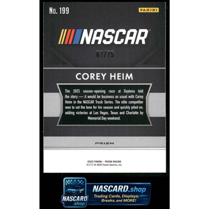 2025 Panini Prizm #199 Corey Heim Checkered Flag #/75