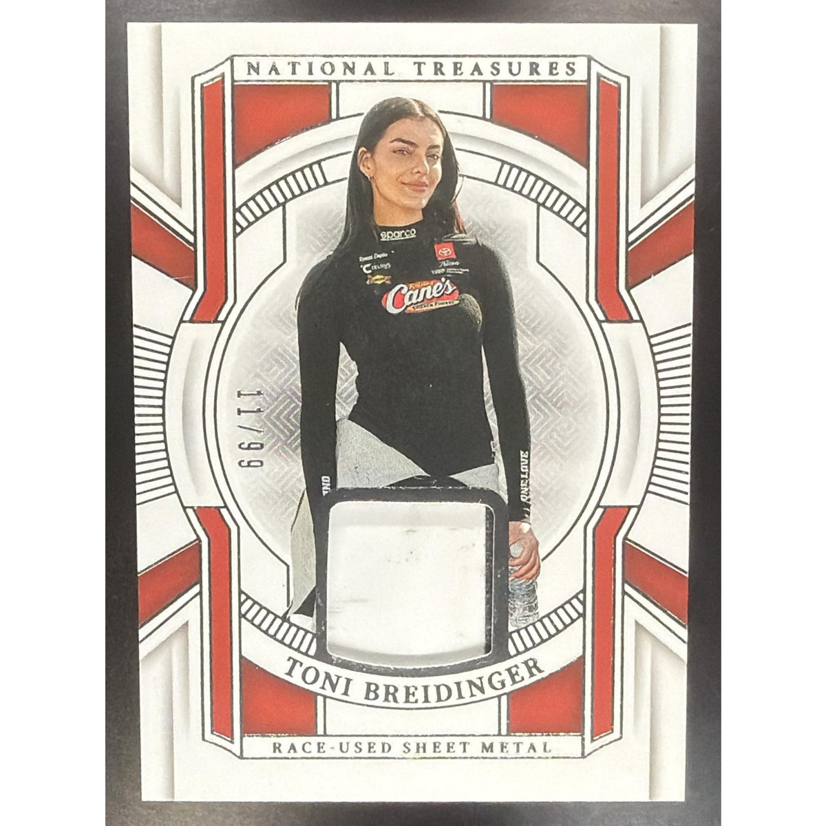 2025 Panini National Treasures Toni Breidinger #18 Race Used Sheet Metal /99 MEM