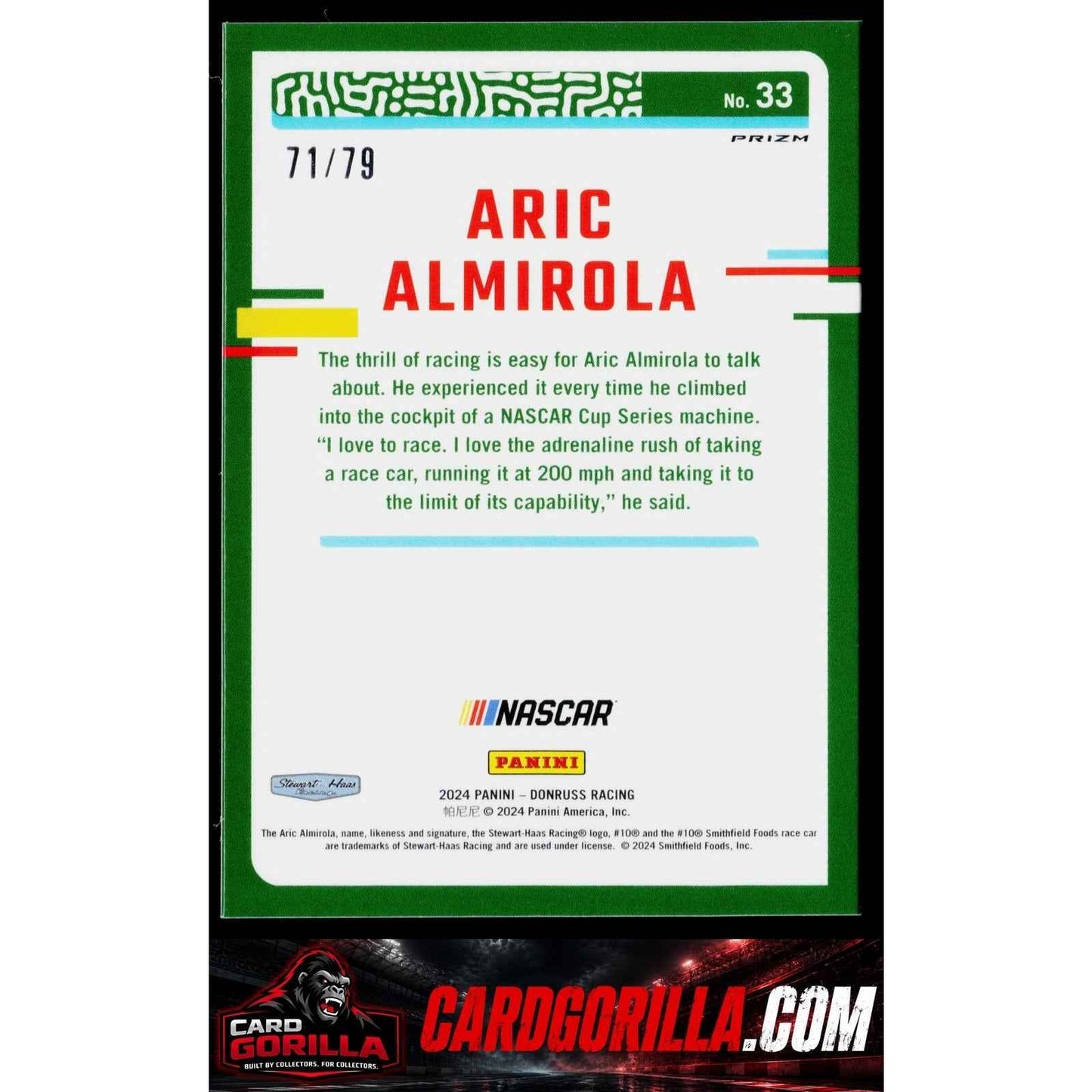 2024 Donruss #33 Aric Almirola Optic Pink Velocity #/79