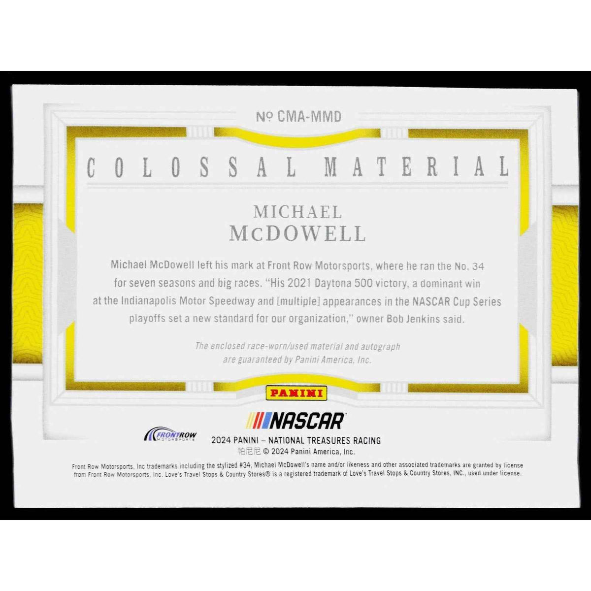 2024 National Treasures Michael McDowell Colossal Material Auto Holo Silver #/25