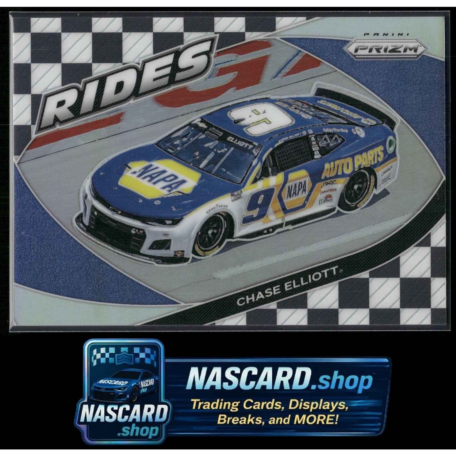 2022 Panini Prizm Rides #61 Chase Elliott Checkered Flag Prizm #50/50