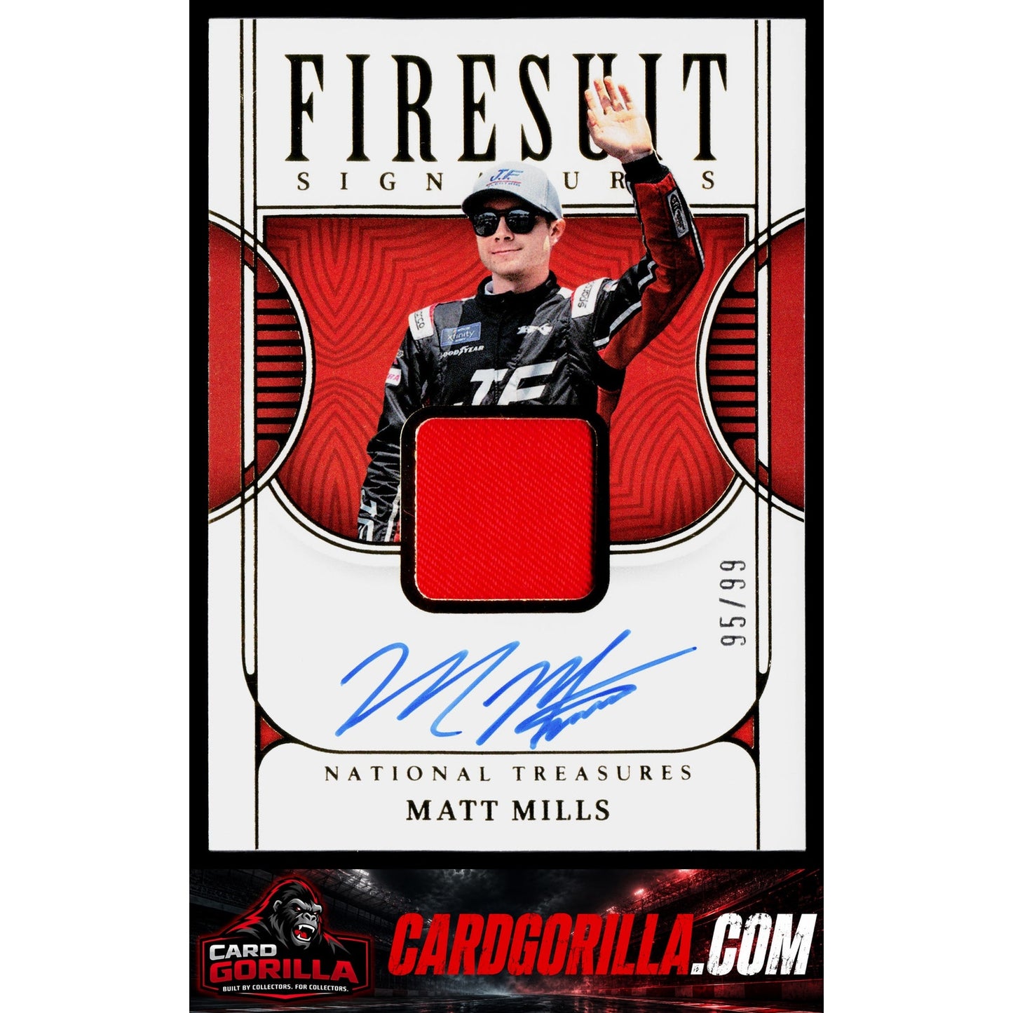 2023 Panini National Treasures #FS-MML Matt Mills Firesuit Signatures #/99