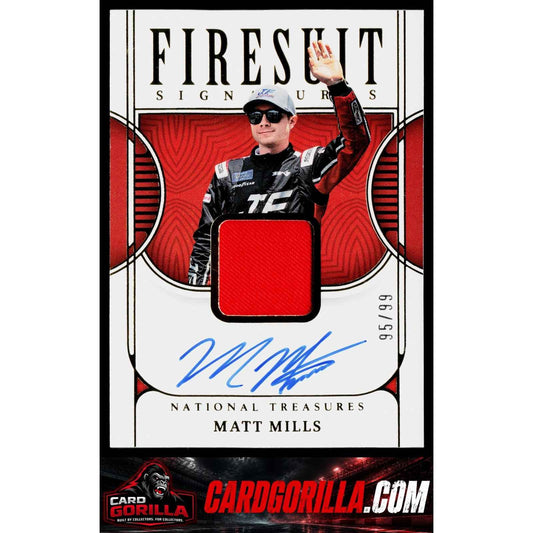 2023 Panini National Treasures #FS-MML Matt Mills Firesuit Signatures #/99