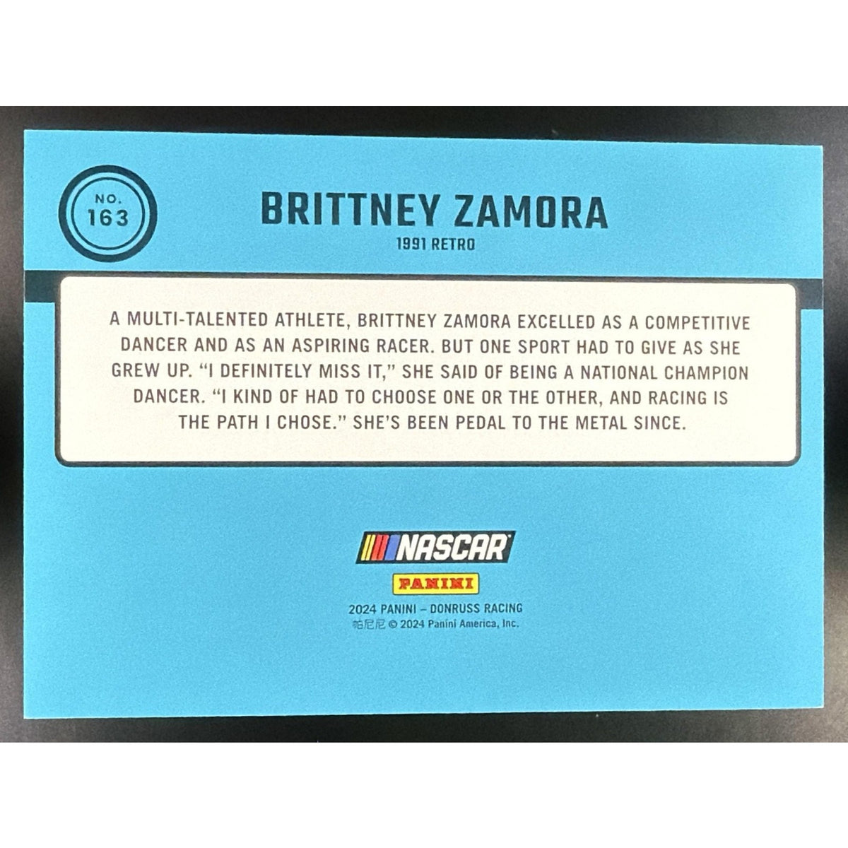 2024 Panini Donruss Brittney Zamora #163 Carolina Blue 46/249 Retro 91