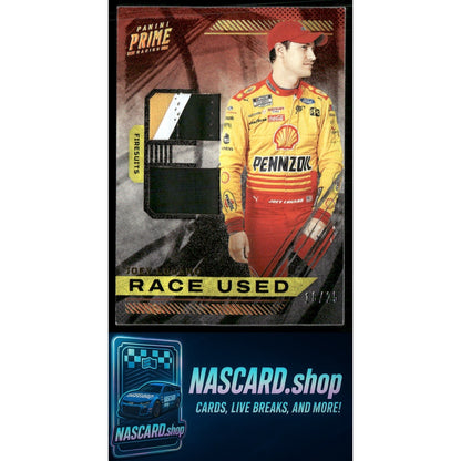 2023 Panini Prime #RUT-JLO Joey Logano Race Used Trios Firesuits Holo Gold #/25 - Card Gorilla