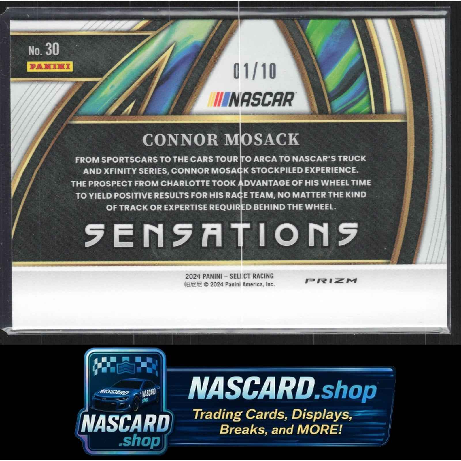 2024 Panini Select #30 Connor Mosack Sensations Gold Flash Prizms #/10 RC