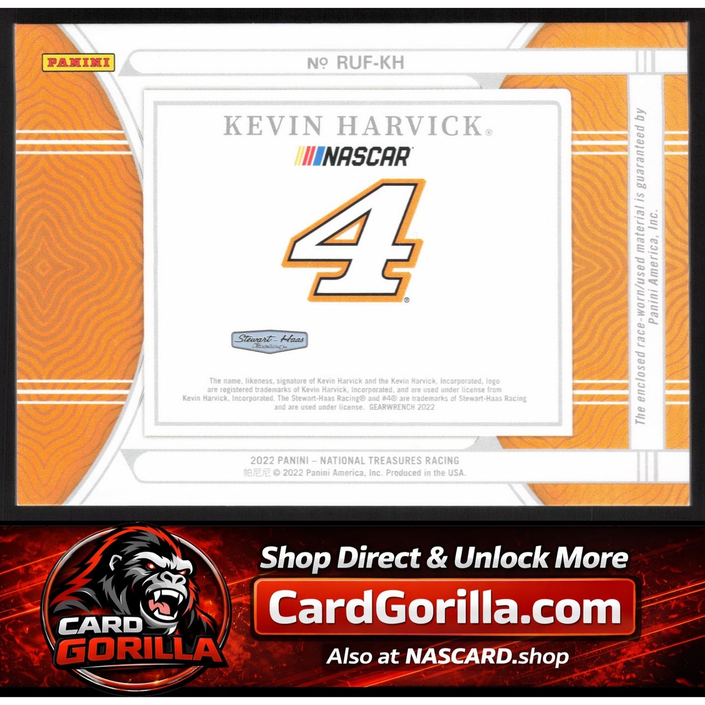 2022 National Treasures Kevin Harvick Race Used Sheet Metal #29/29