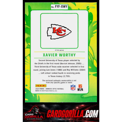 2024 Donruss Optic #FYF-XWY Xavier Worthy First Year Fresh Blue Hyper