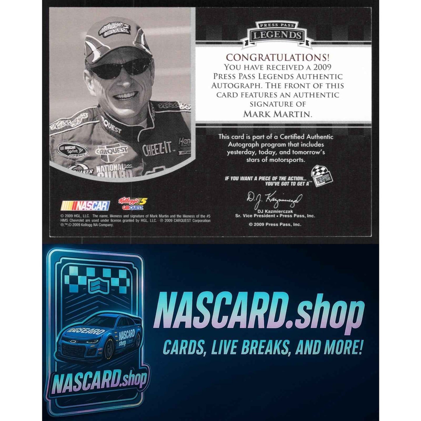 2009 Press Pass Legends #NNO Mark Martin Autographs Holofoil