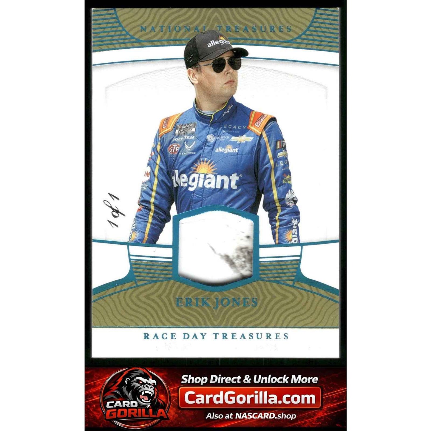 2023 National Treasures Erik Jones Race Day Treasures Platinum Blue 1/1