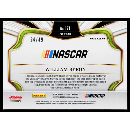 2026 Panini Select #171 William Byron Orange Prizms #24/49