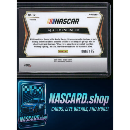 2025 Panini Select Pit Road #171 AJ Allmendinger Blue Prizms #/175 - NASCARD.shop