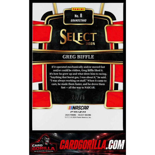 2024 Panini Select #8 Greg Biffle Neon Green Prizms #/75