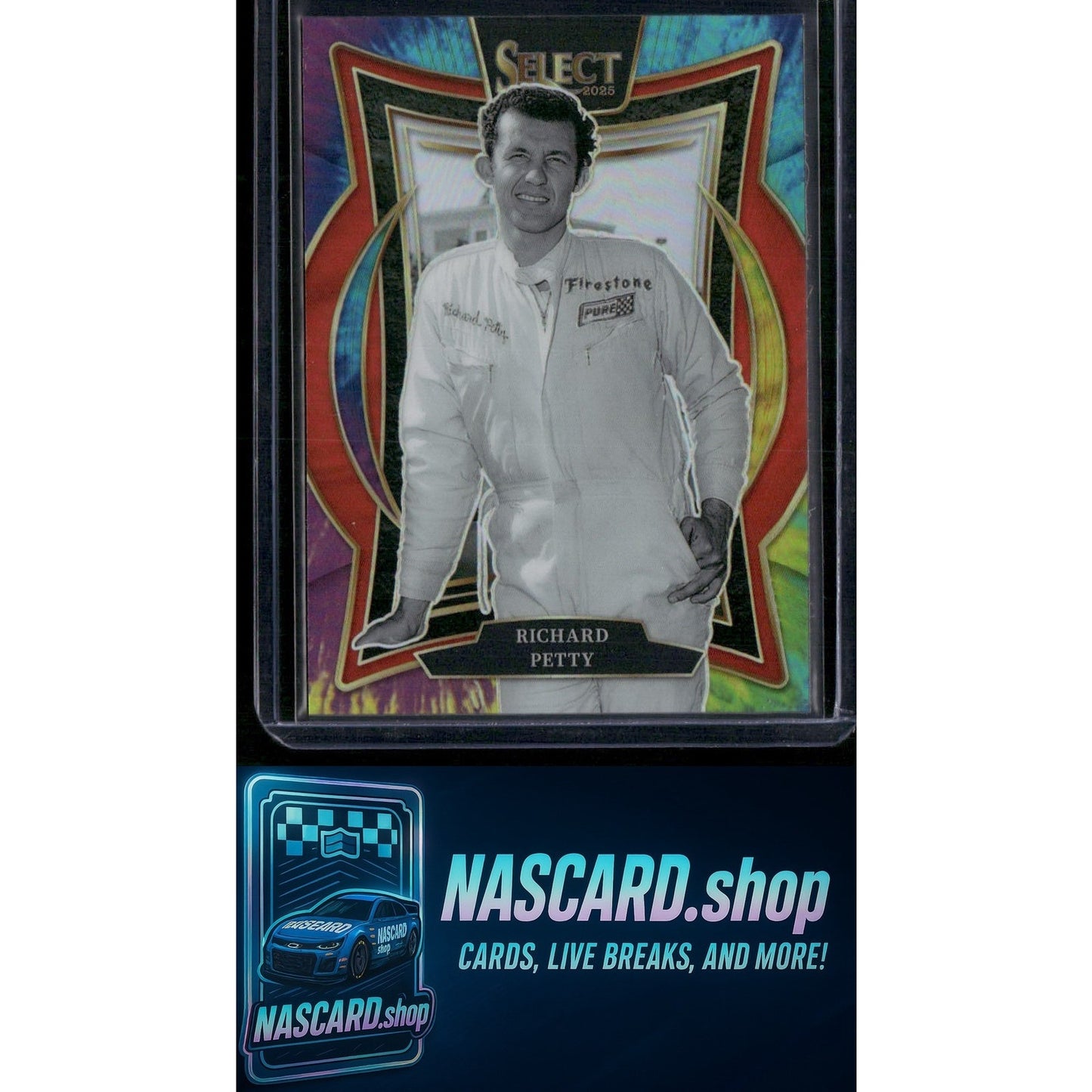 2025 Select Racing #22 Richard Petty Grandstand TIe-Dye Prizms #/25 - Card Gorilla