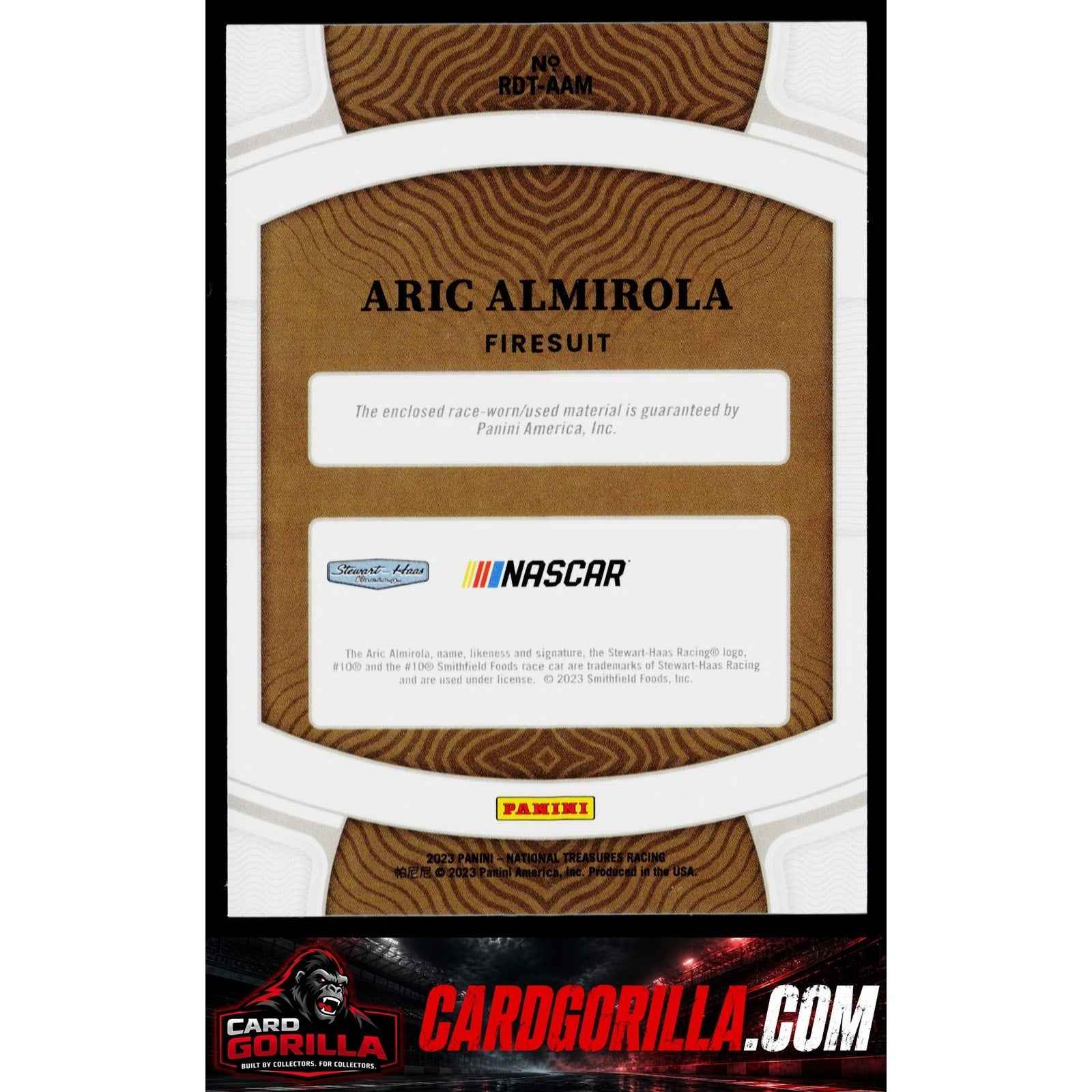 2023 Panini National Treasures Aric Almirola Race Day Treasures Sheet Metal #/99