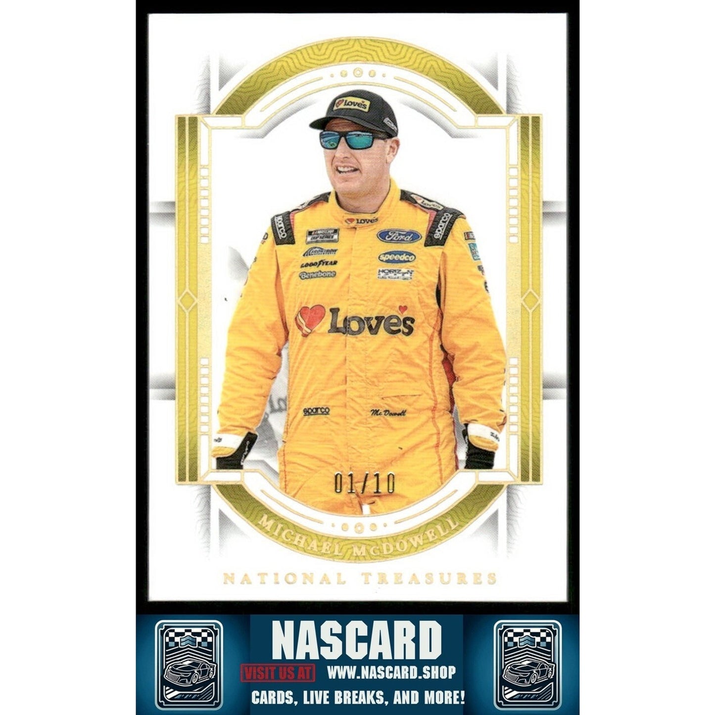 2024 Panini National Treasures - Holo Gold Michael McDowell #40 /10 - NASCARD.shop