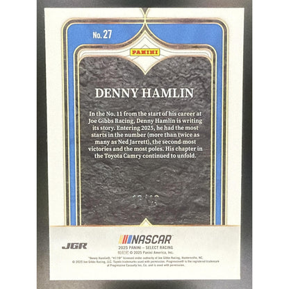 2025 Panini Select Denny Hamlin #27 Numbers Red Ice Prizm /49
