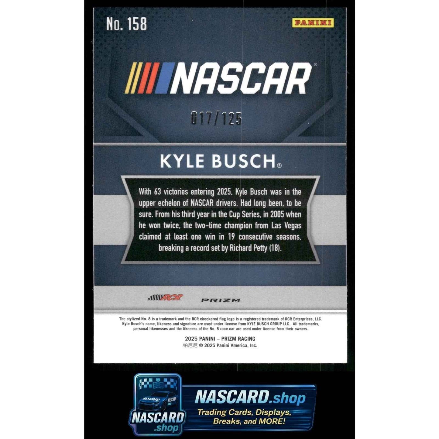 2025 Panini Prizm #158 Kyle Busch Orange Wave #/125