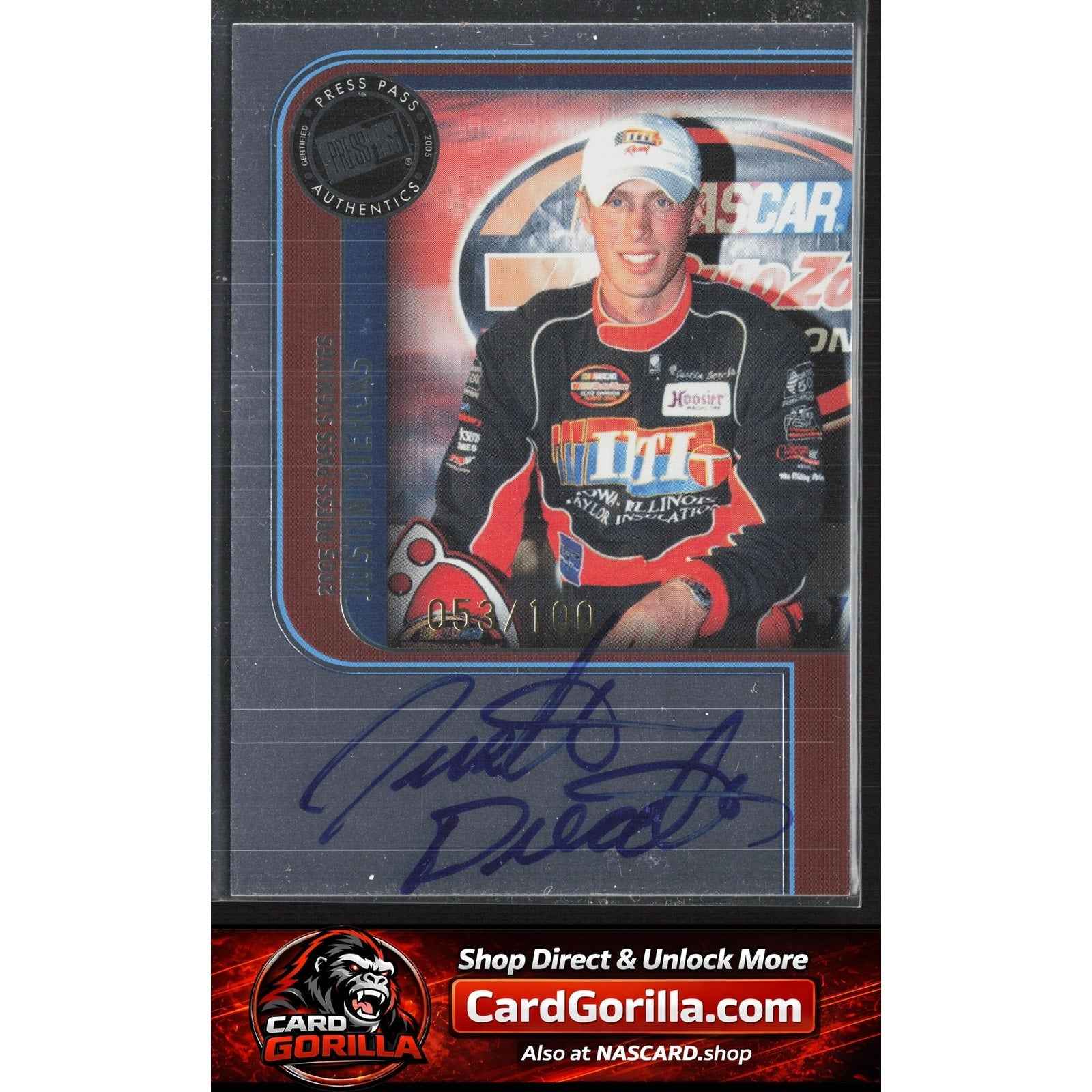 2005 Press Pass #NNO Justin Diercks Signings Platinum #/100