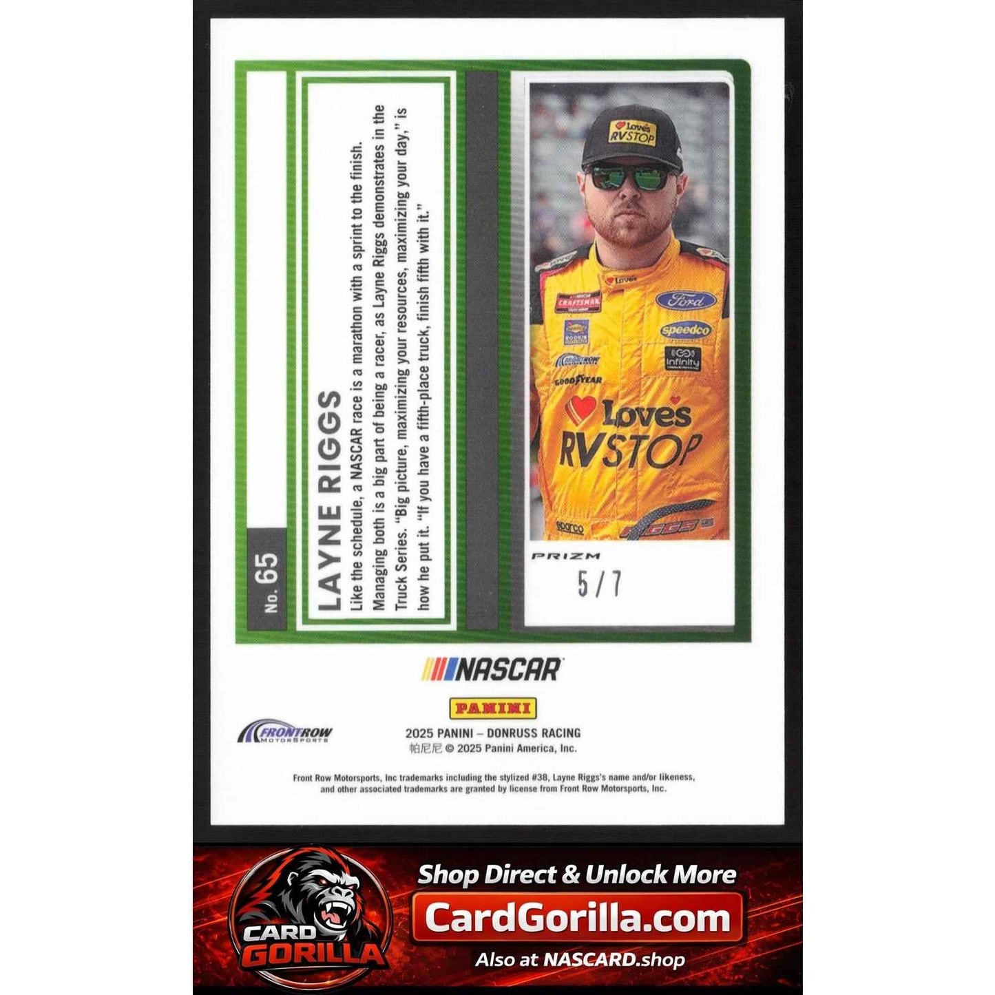 2025 Donruss #65 Layne Riggs Optic Green Swirl #5/7