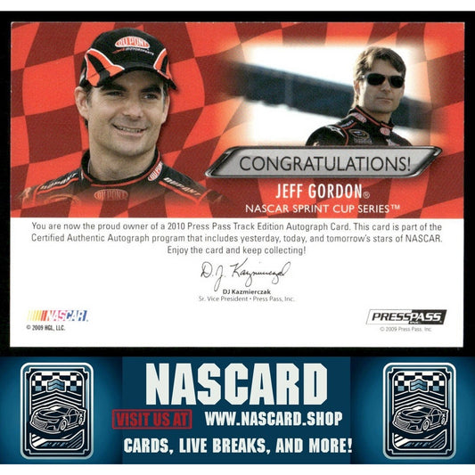 2010 Press Pass Track Edition Autograph Jeff Gordon 07/10 - NASCARD.shop