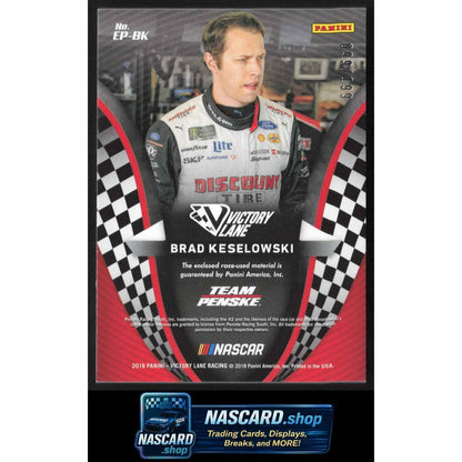 2018 Panini Victory Lane Brad Keselowski Engineered to Perfection Gold #/199
