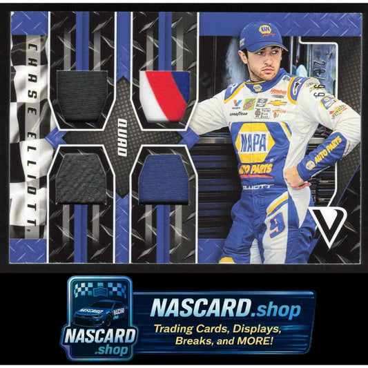 2019 Panini Victory Lane #QS-CE Chase Elliott Quad Swatches Gold #/99