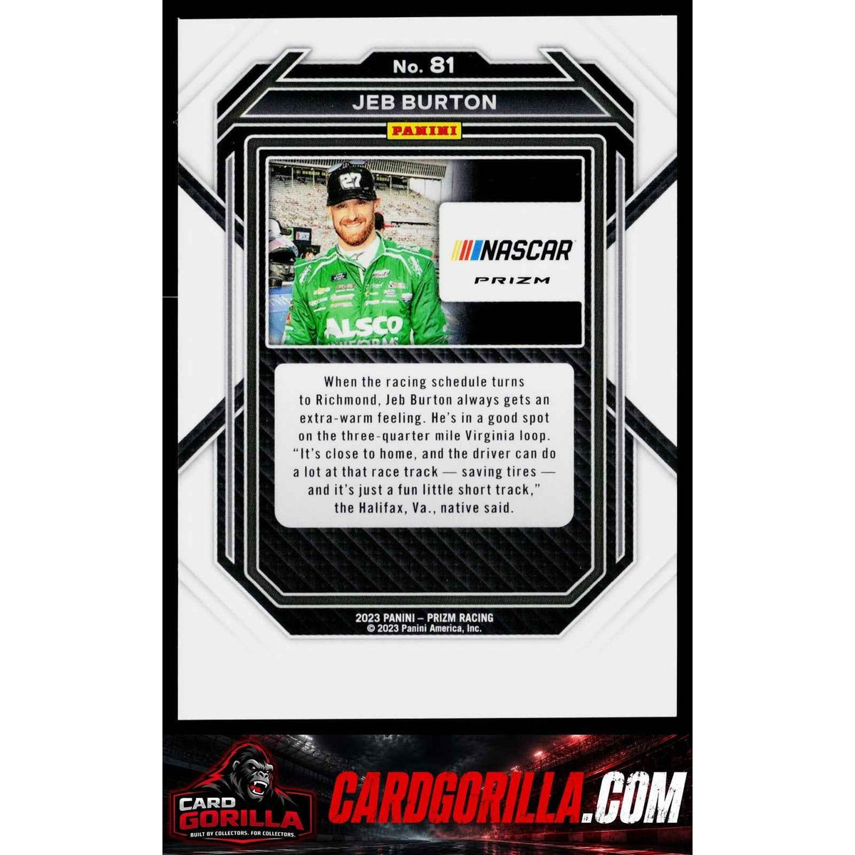 2023 Panini Prizm #81 Jeb Burton White Sparkle Prizm