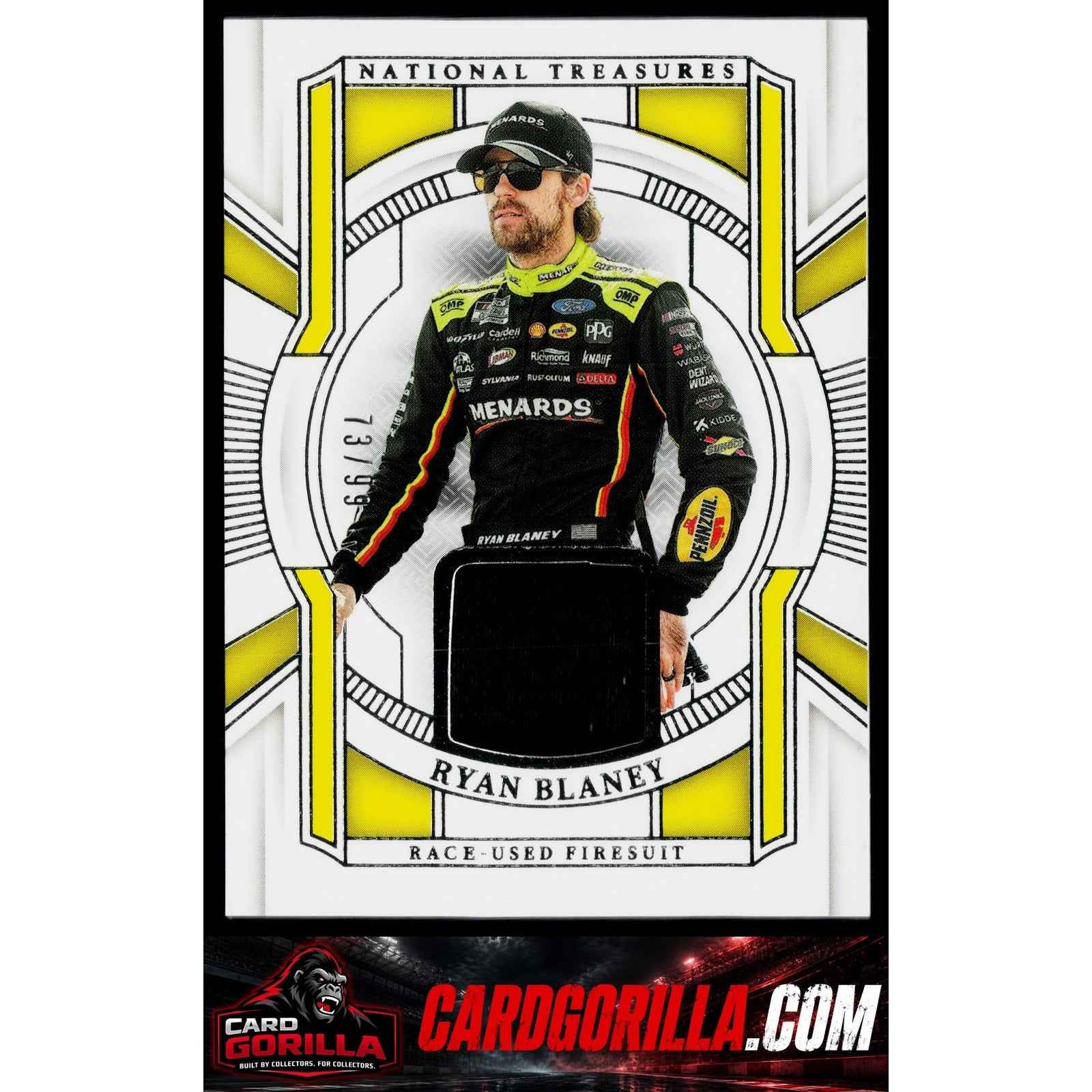 2025 Panini National Treasures #RUF-RBY Ryan Blaney Race Used Firesuit #/99