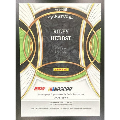 2026 Panini Select NASCAR Riley Herbst #S-RHB Signatures Tie-Dye Prizms /25 Auto