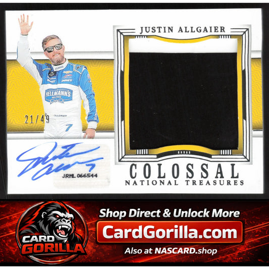 2024 Panini National Treasures Justin Allgaier Colossal Material Auto #/49